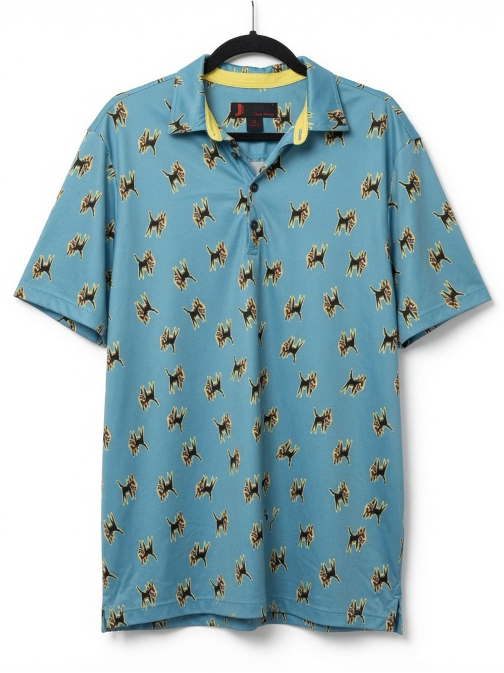 Jamie Sadock Men’s XXL Blue Barking Dog Print Performance Golf Polo